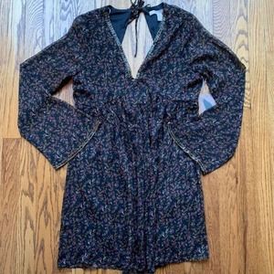 Forever 21 Contemporary Womens A Line Dress Black Floral Tie Embellished M New